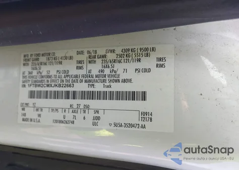 2018 Ford Transit-350 z USA, uszkodzony, nr VIN 1FTBW2CMXJKB22663